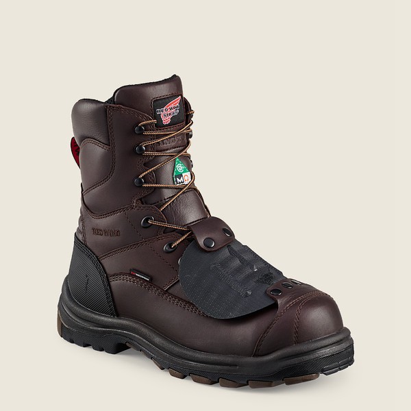 Red Wing Safety Boots Black/Brown - Mens King Toe® - 8-inch Waterproof Csa Metguard Toe - 0413-UZKBJ